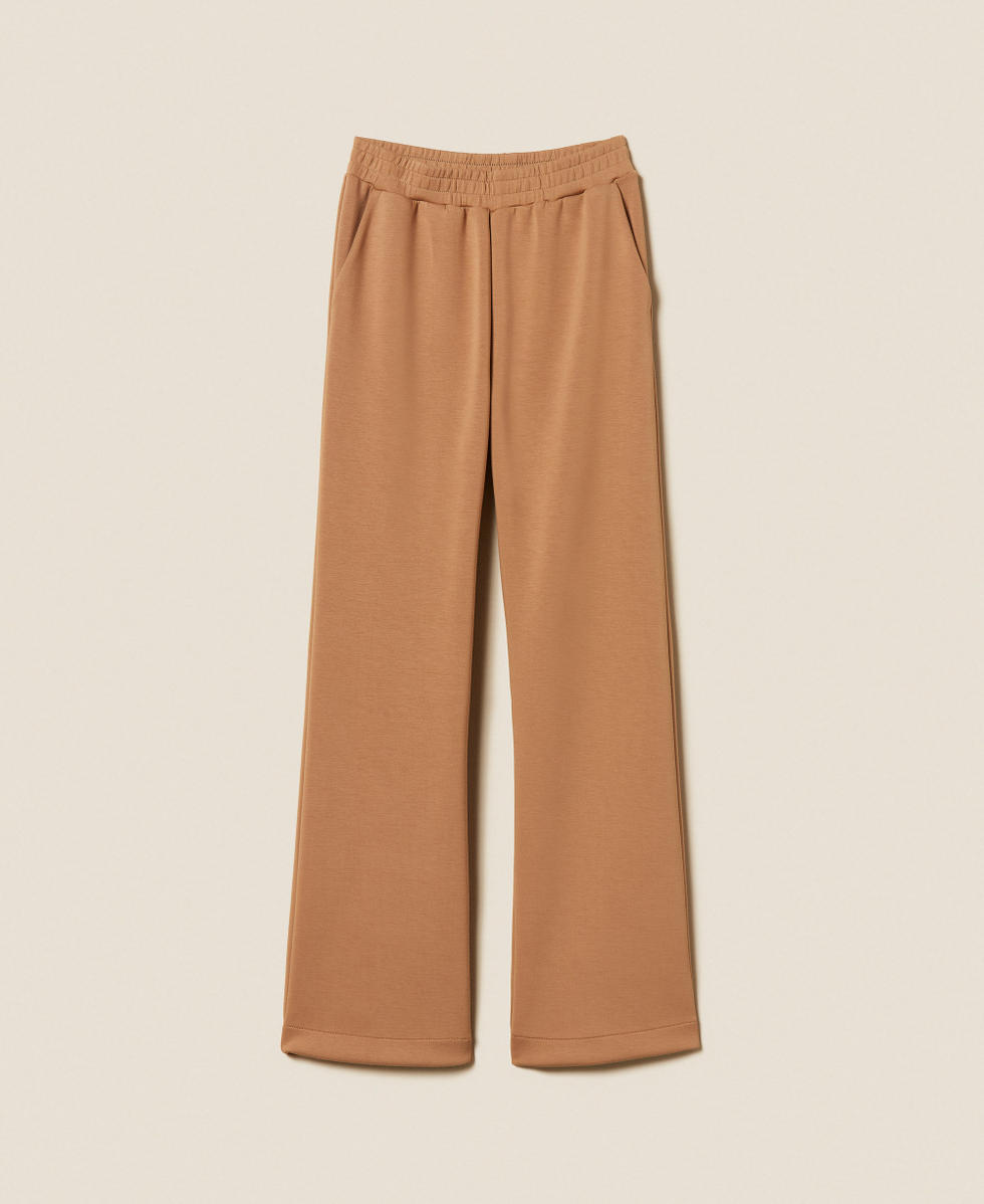 Pantaloni in tessuto scuba Bicolor Camel / Off White Donna 252LI2QEE_12670_S0