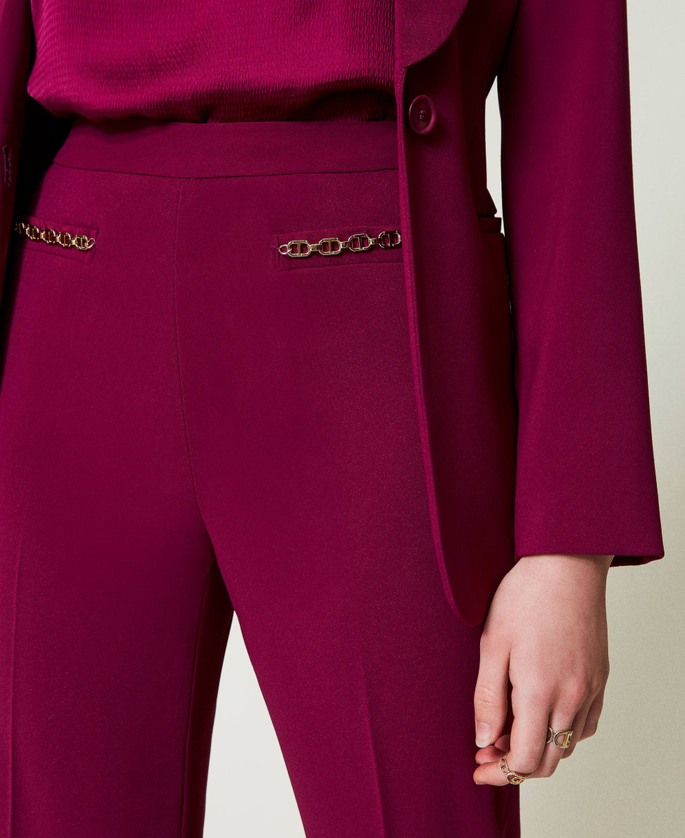 Pantalon &eacute;vas&eacute; avec cha&icirc;ne Oval T Violet &laquo;&nbsp;Prune Rouge&nbsp;&raquo; Femme 242TP2083_05245_08