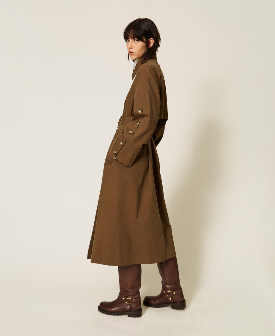 Trench en gabardine de coton m&eacute;lang&eacute;