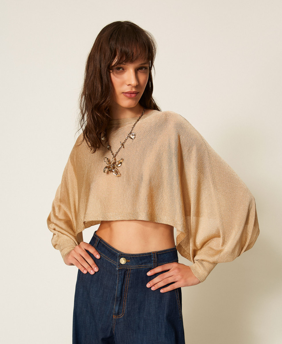 Cropped jumper with lurex