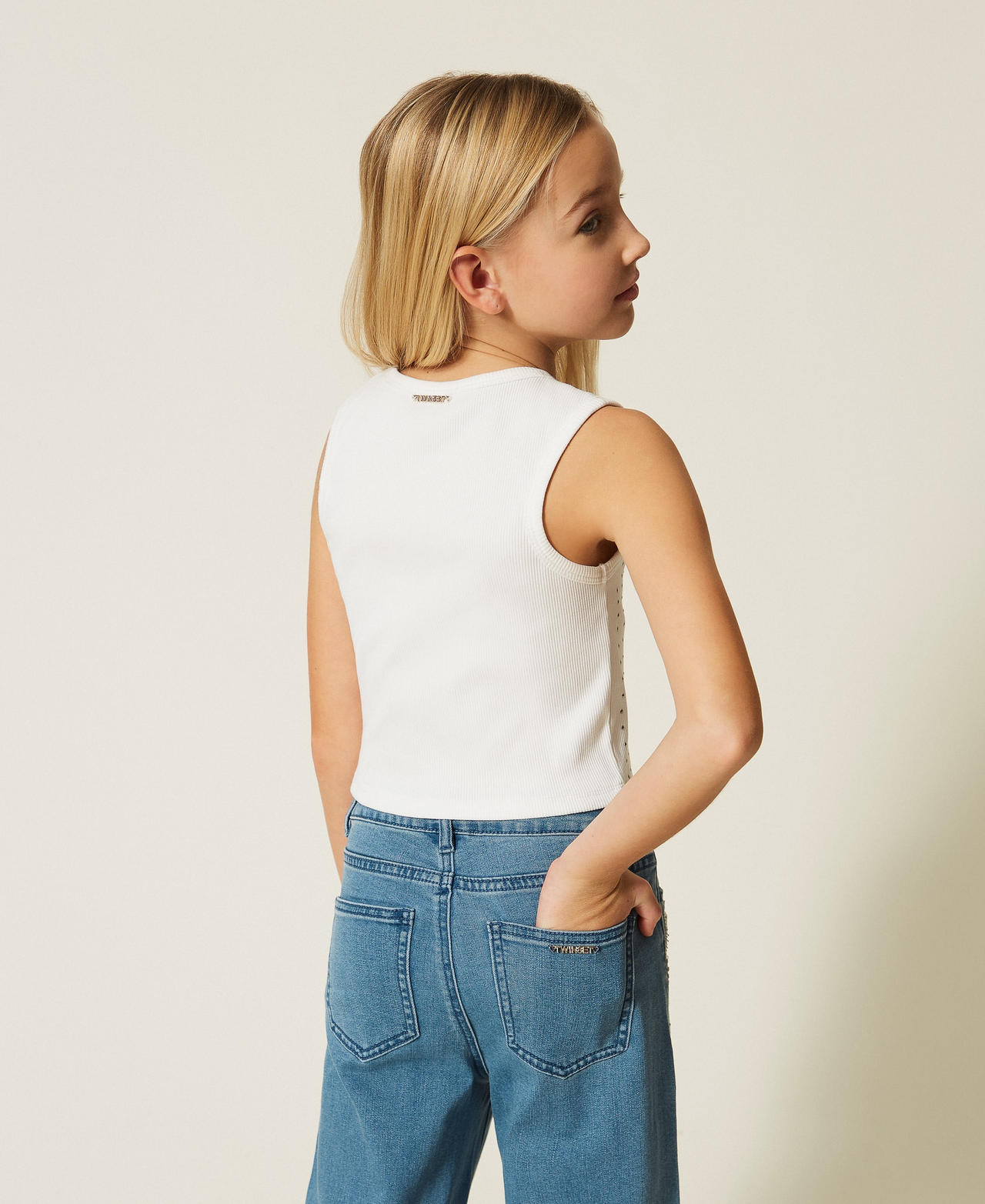 Ribbed top with studs Off White Girl 261GJ2240_00526_03