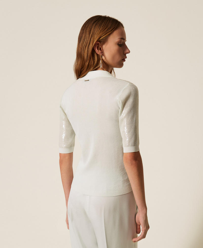 Pullover im Polostil mit Pailletten &bdquo;Aqua&ldquo;-Hellblau Frau 261TP3300_13162_03