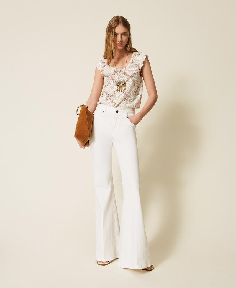 Multi function knit top with cherry print Delicate Geometries Pastel Print Woman 261TT3271_13589_T0