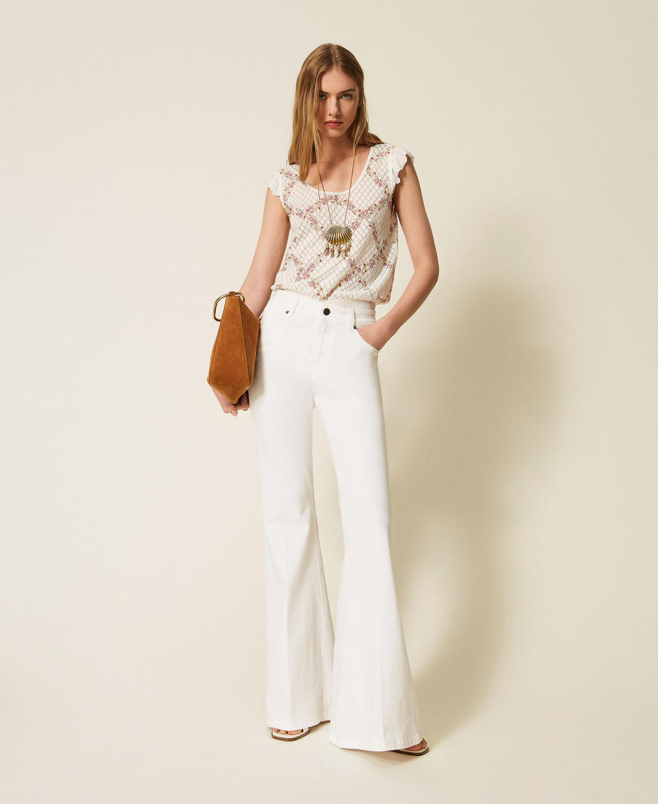 Multi function knit top with cherry print Delicate Geometries Pastel Print Woman 261TT3271_13589_T0