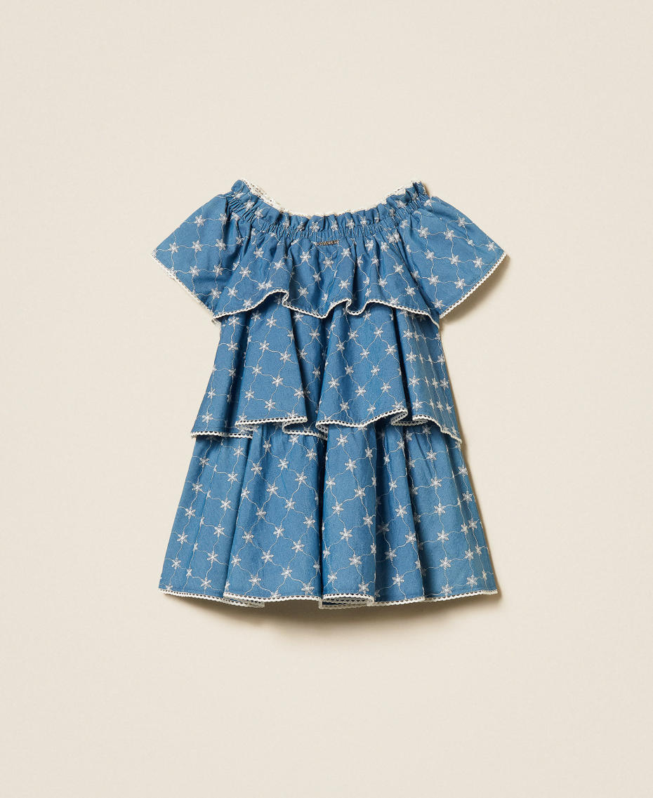 Kurzes Babykleid aus besticktem Chambray Embroidered Denim M&auml;dchen 261GB2060_13307_S1