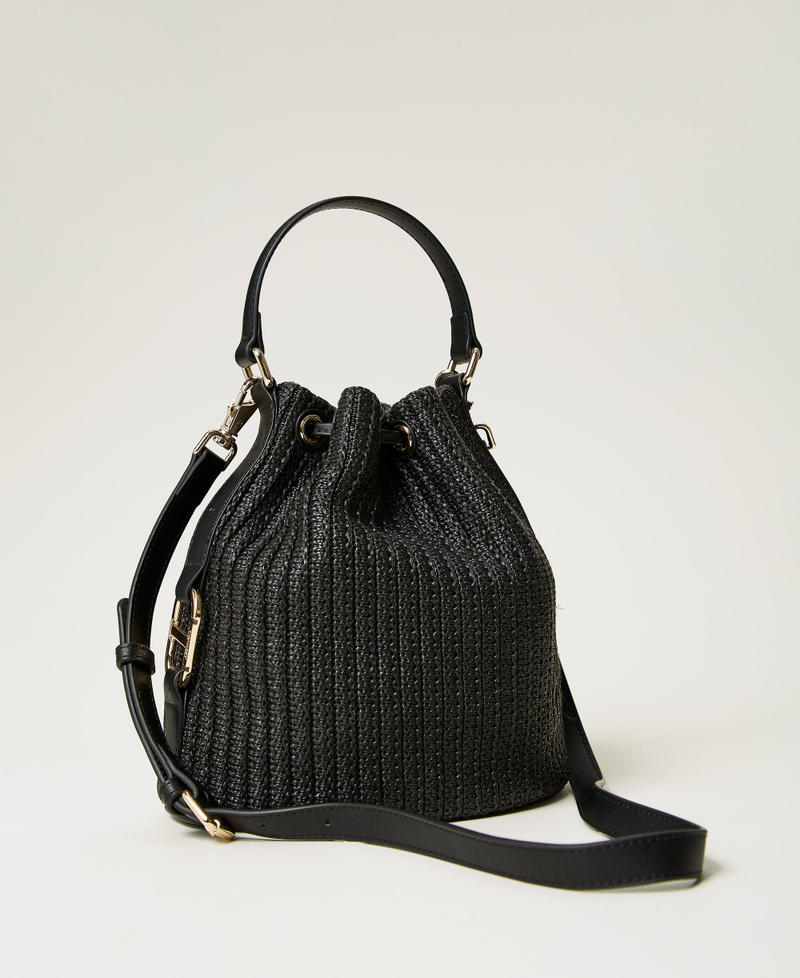 ‘Grace’ faux straw bucket bag Black Woman 251TB7381_00006_03
