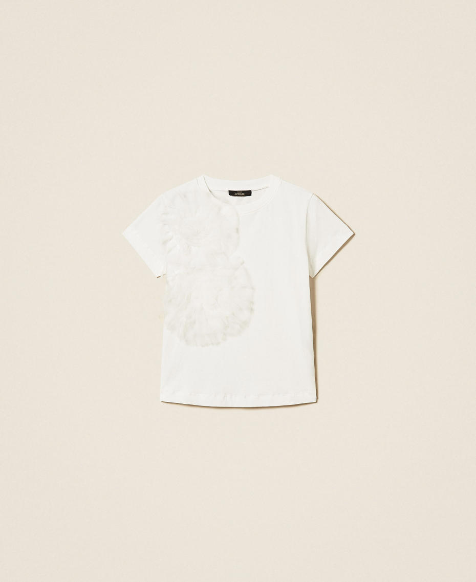 T-shirt regular avec fleurs en tulle Off White Femme 261AT2190_00526_S0