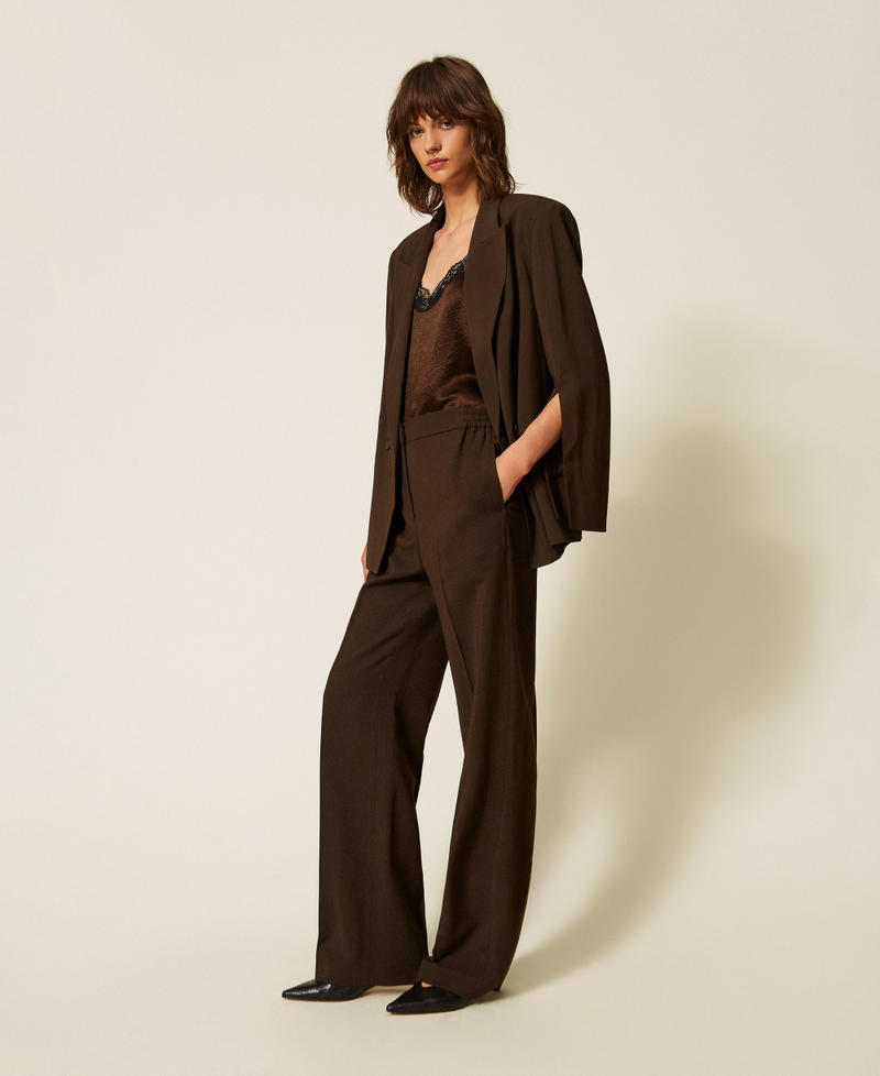 Straight twill trousers with pockets Darkness Brown Woman 262TP268G_13411_02