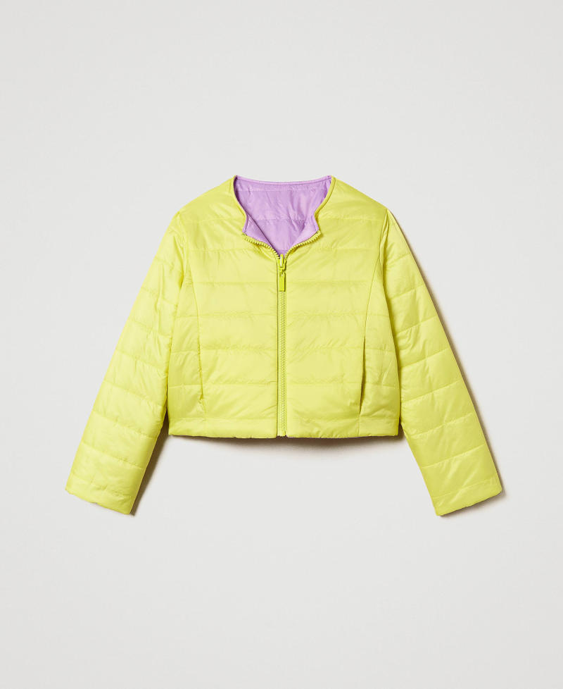 Reversible two-tone puffer jacket Two-tone Yellow Plum/Pastel Violet Girl 251GJ2650_12301_S0