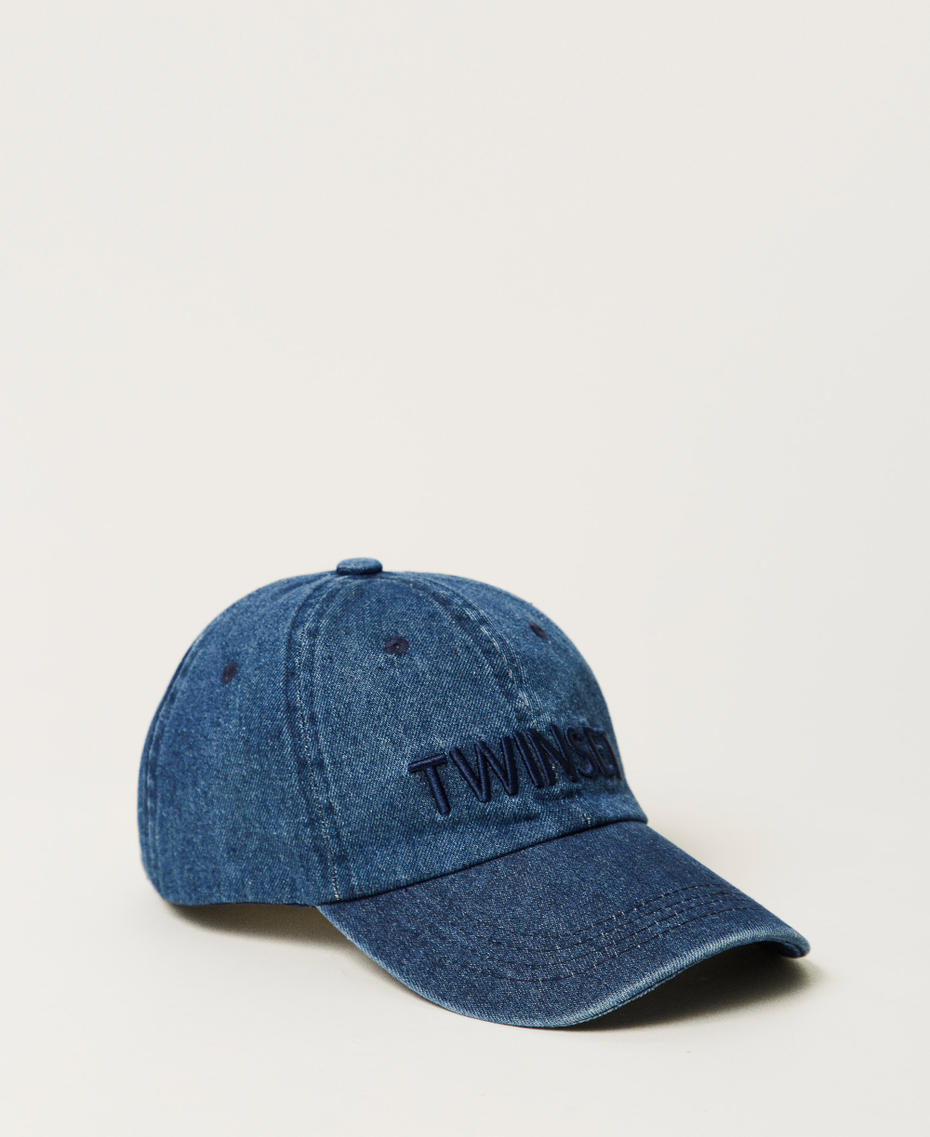 Denim baseball cap with logo Denim Blue Woman 251LL5BAA_01104_01