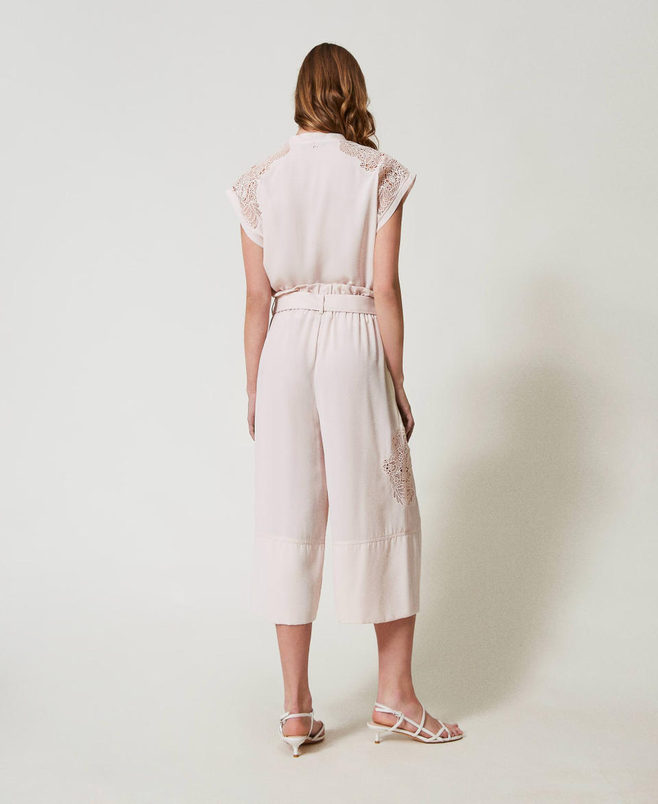 Cropped twill trousers with embroidery Tender Pink Pink Woman 251AP2423_00619_02