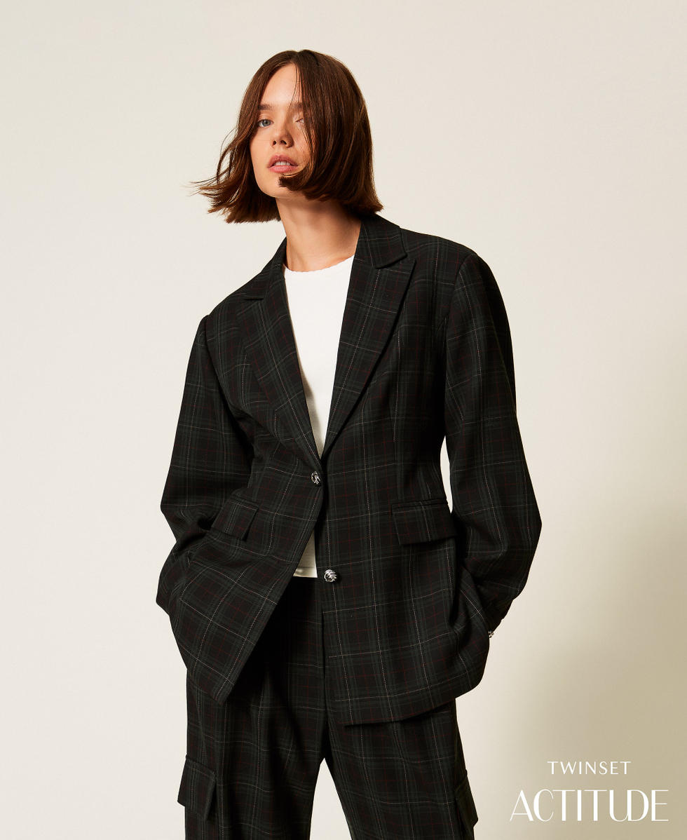 Chaqueta blazer de tartán