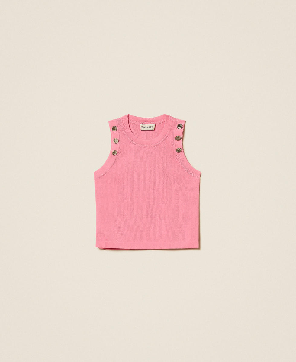 Top en maille avec boutons Rose &laquo;&thinsp;Aurora Pink&thinsp;&raquo; Fille 261GJ3062_07207_S0