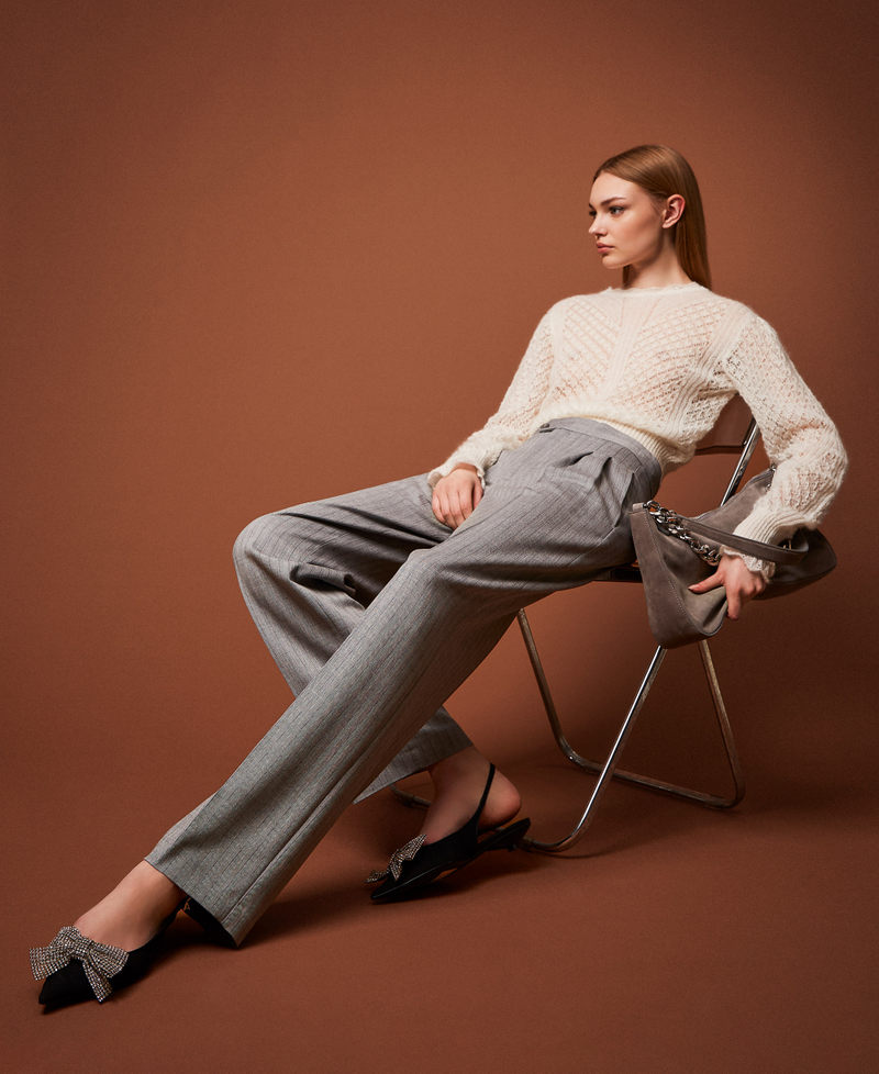 Wool  blend sartorial trousers Light Grey Pinstripe Woman 252TP2632_12738_PC