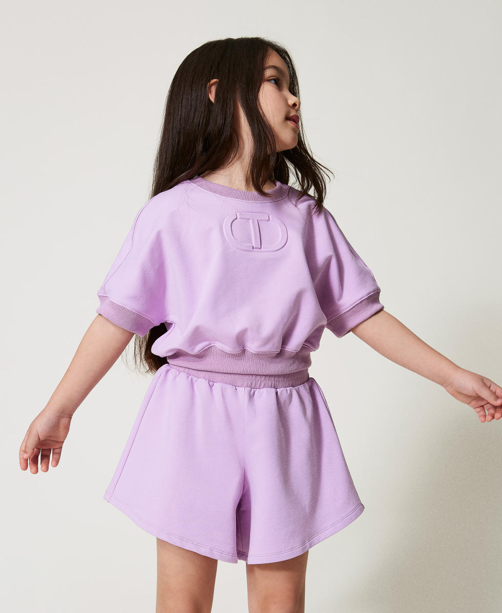 Oval T sweatshirt and shorts Pastel Violet Girl 251GJ2580_11862_01