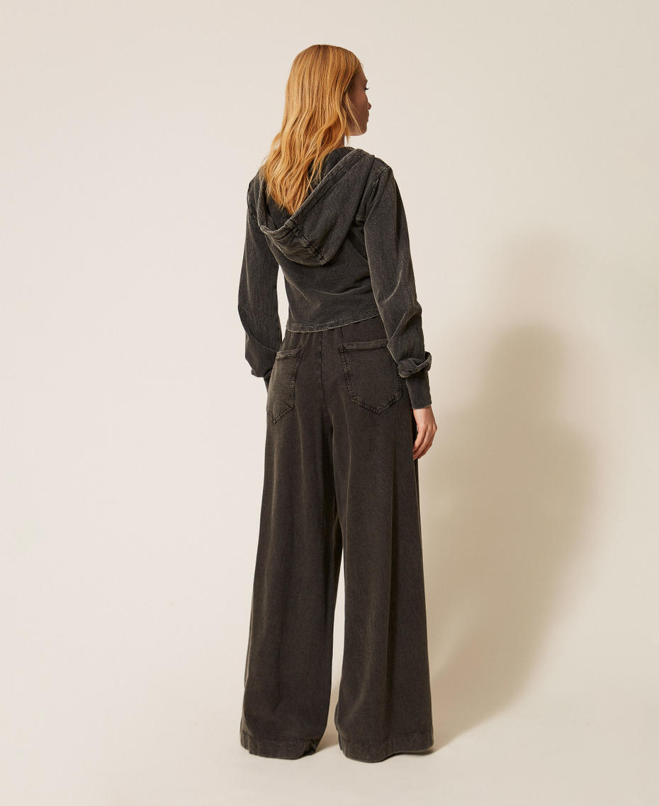 Plush palazzo trousers Black Woman 261AP2415_00006_03