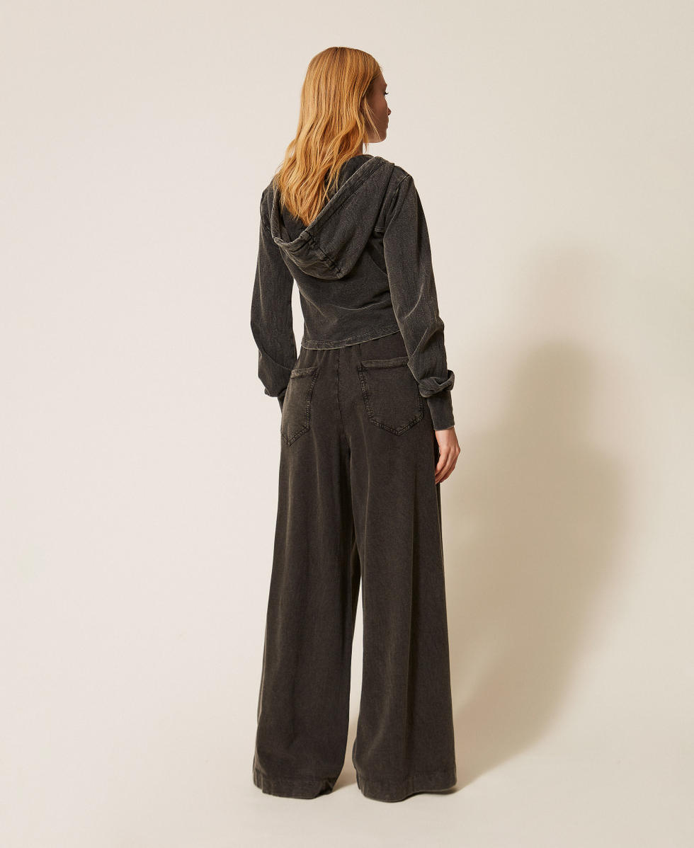Plush palazzo trousers Black Woman 261AP2415_00006_03