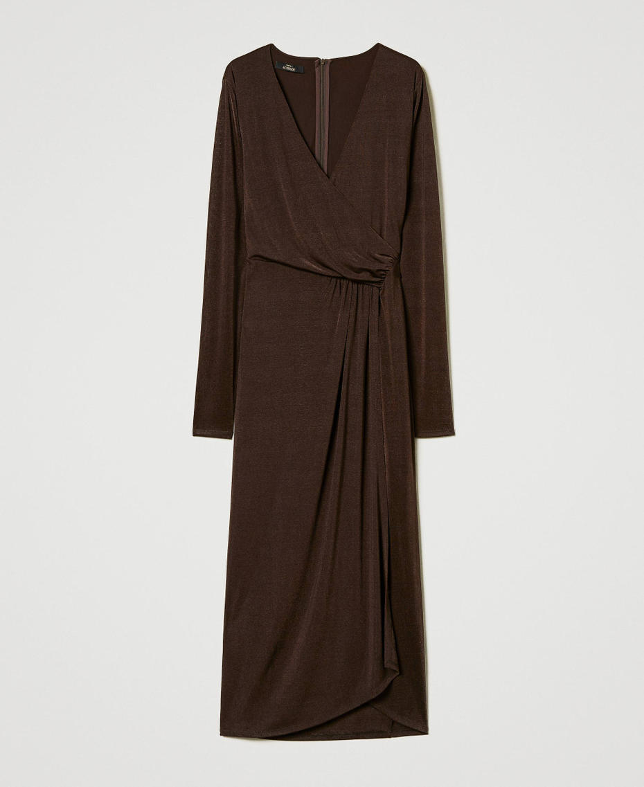 Long jersey dress with side draping Molè Brown Woman 242AP2423_11723_S0