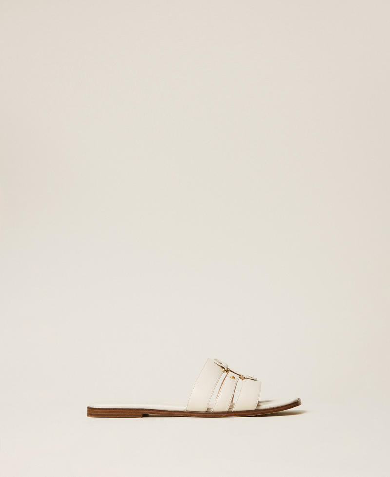 Pantolette aus Leder mit Logo Lilie Frau 261TCP038_00381_01