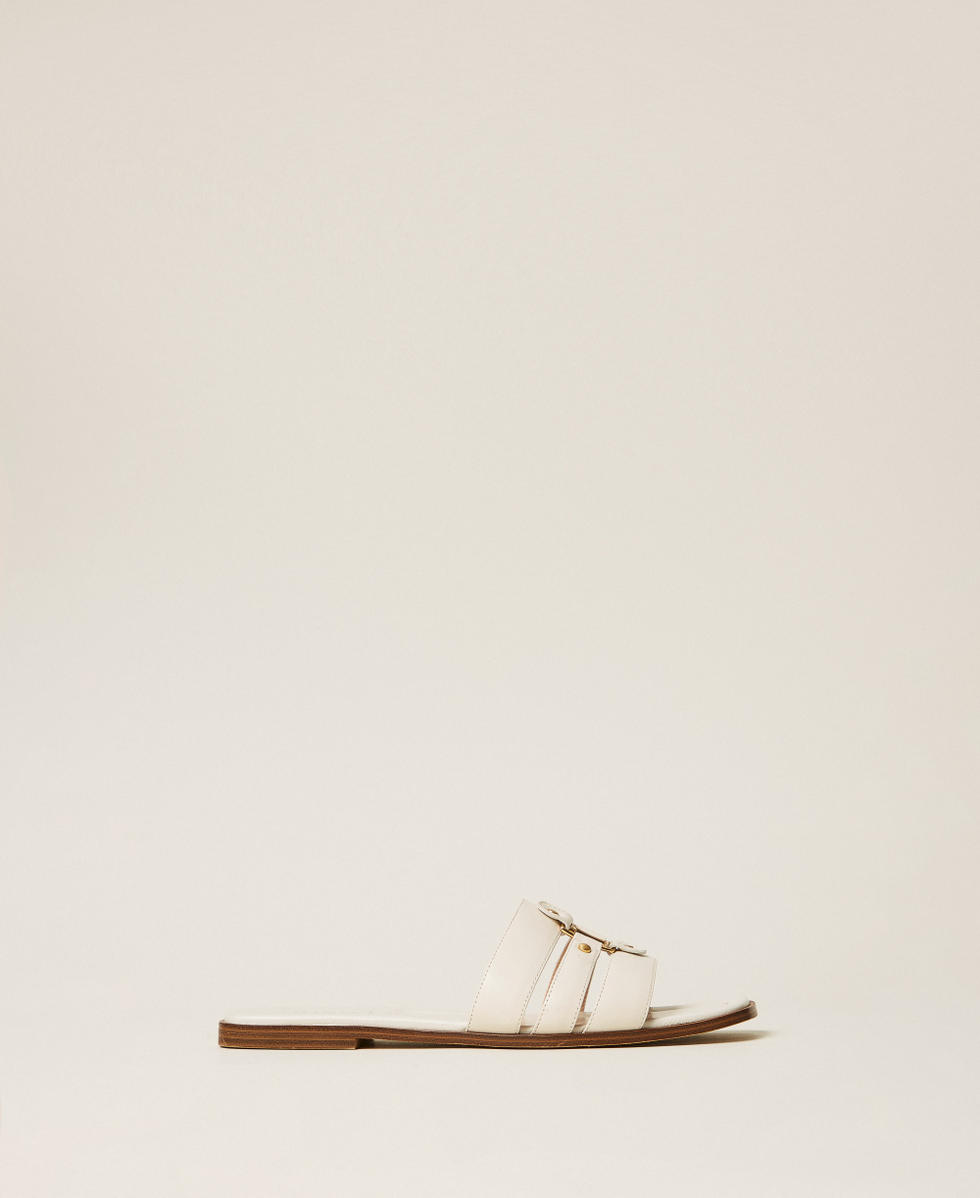 Pantolette aus Leder mit Logo