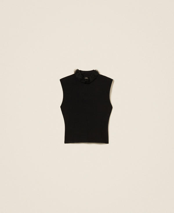 Knit top with organza