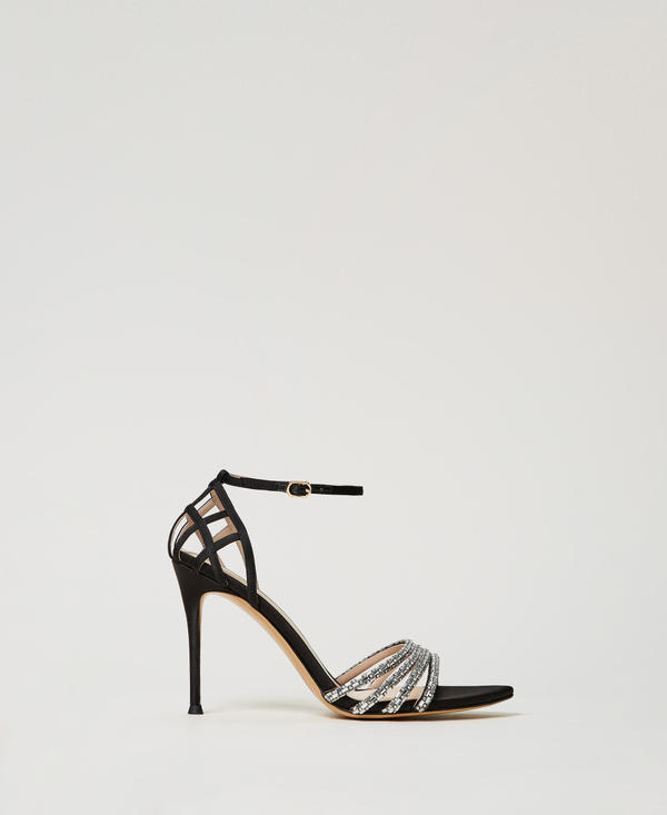 Sandales cage montantes avec strass
