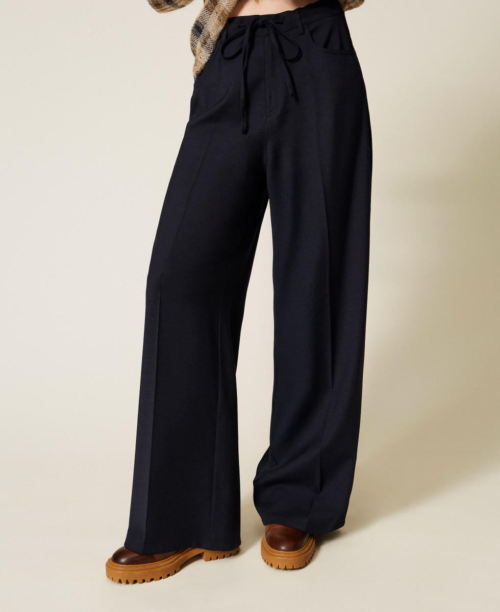 Wide wool blend trousers Classic Blue Woman 252TT212A_11956_04
