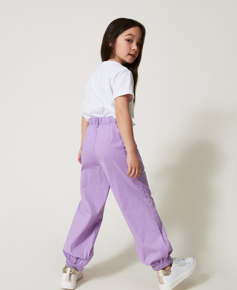Poplin cargo trousers Pastel Violet Girl 251GJ2424_11862_03