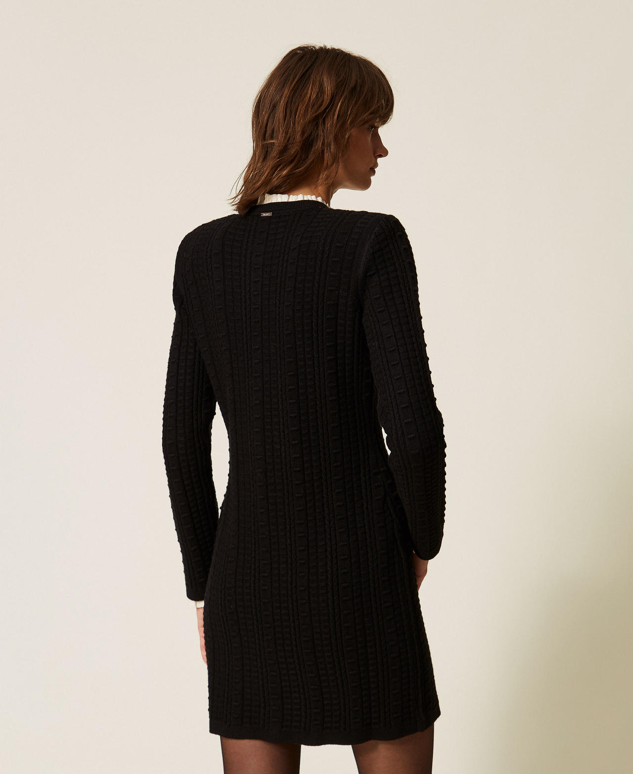 Abito-cardigan corto con bottoni in metallo Nero Donna 262TP3100_00006_03