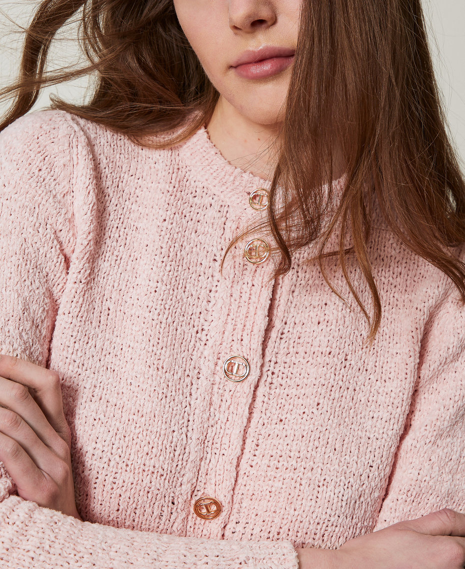 Knit jacket with Oval T buttons Cupcake Pink Woman 251TP3442_00178_04