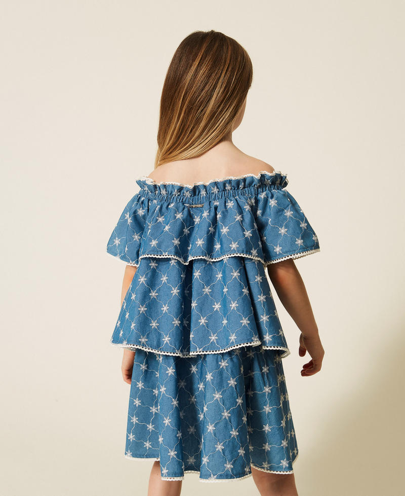 Kurzes Babykleid aus besticktem Chambray Embroidered Denim M&auml;dchen 261GB2060_13307_03