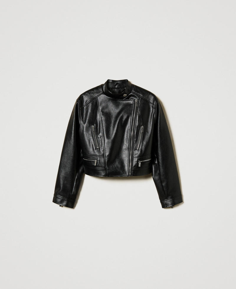 Faux leather biker jacket Black Woman 251TP2560_00006_S0