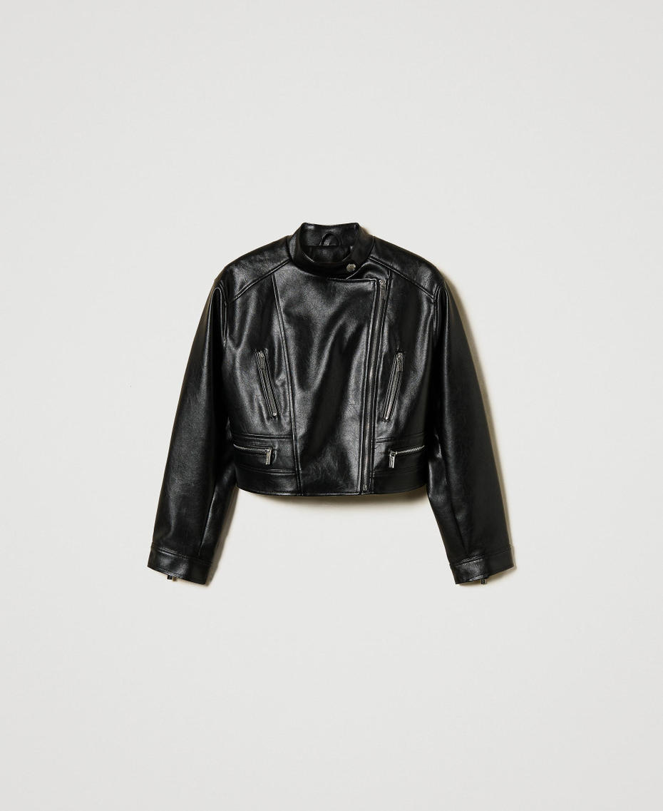 Faux leather biker jacket Black Woman 251TP2560_00006_S0