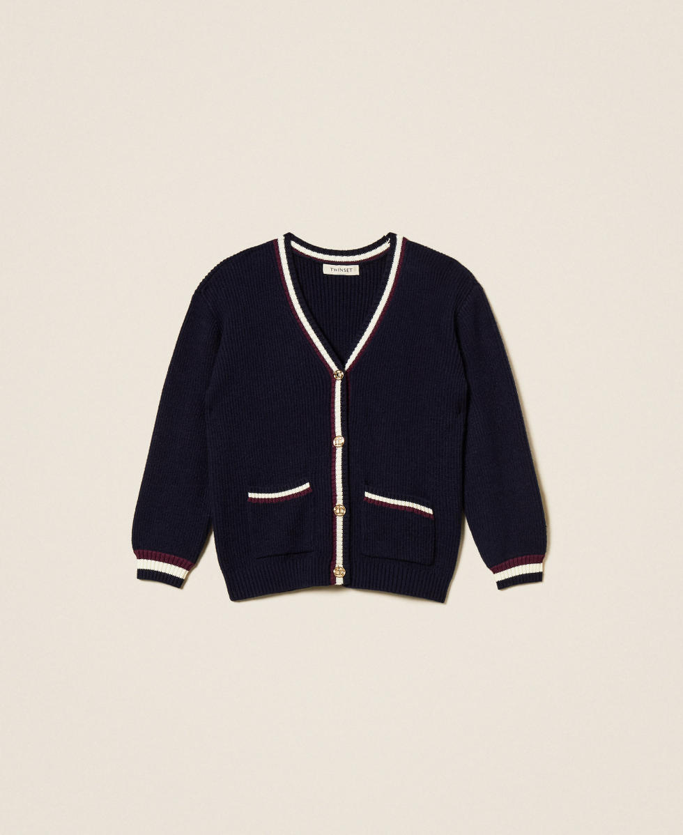 Cardigan with two-tone stripes