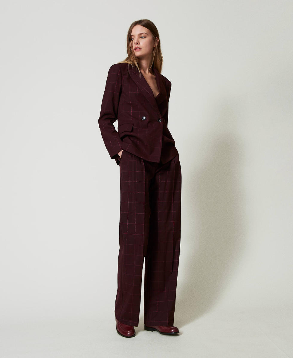Blazer with lurex check pattern Potent Purple Woman 242AT2161_11963_T0
