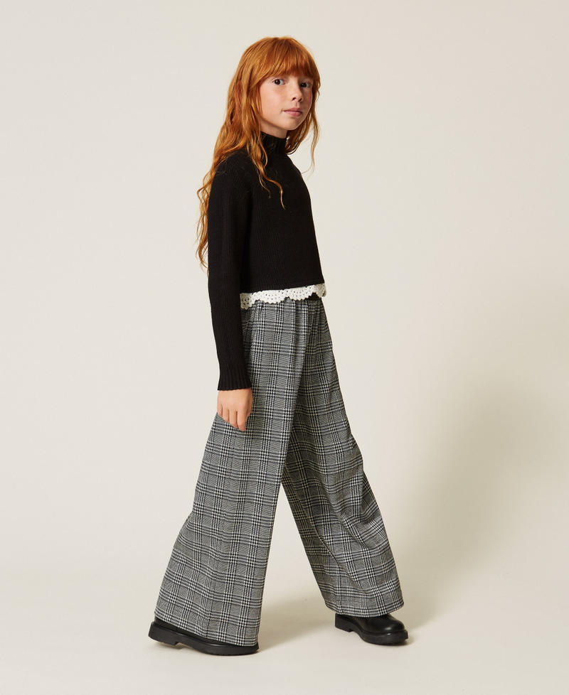 Pantalon palazzo en prince de Galles