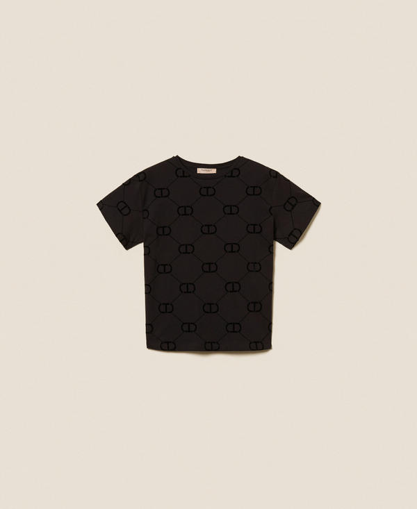 T-shirt with Oval T flock print