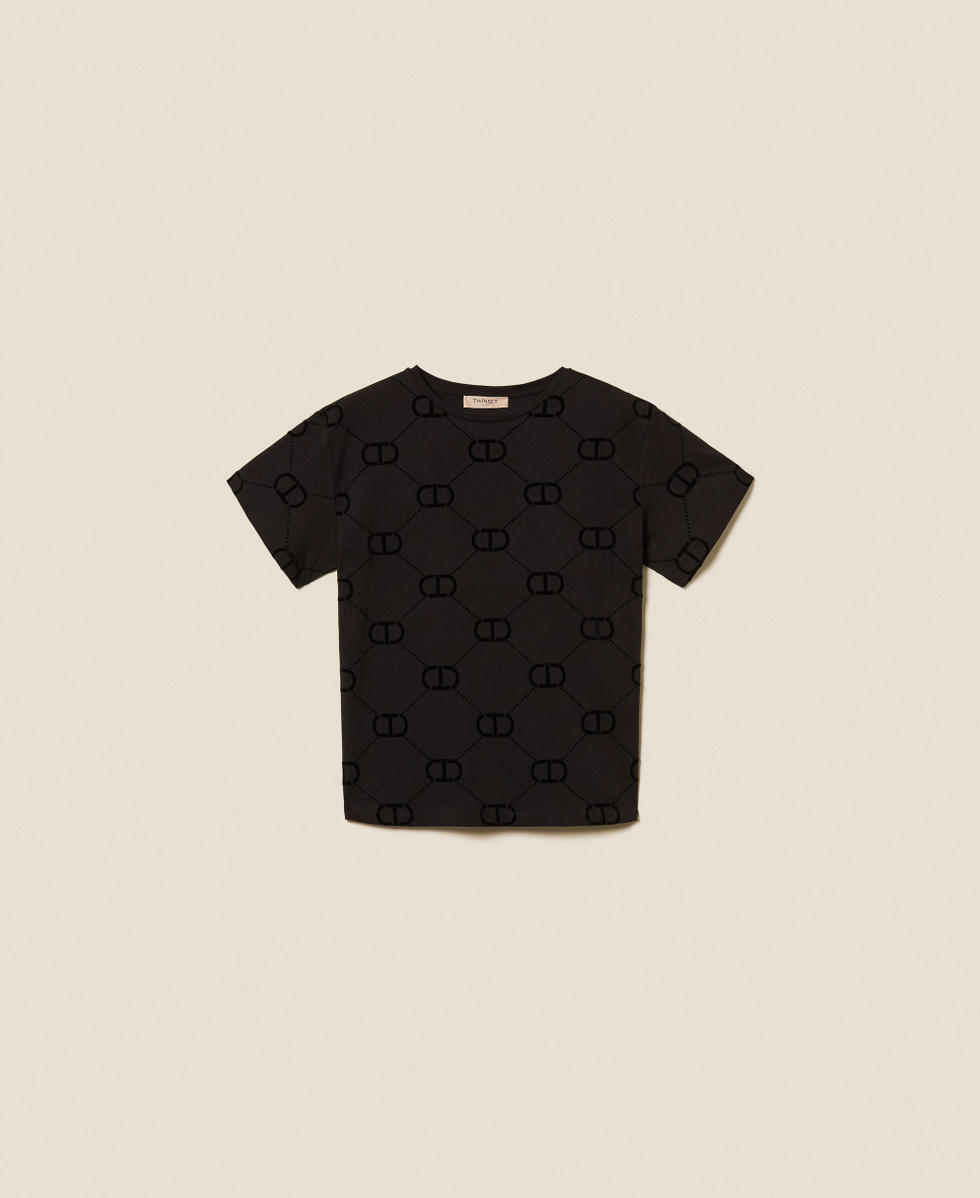 T-shirt with Oval T flock print