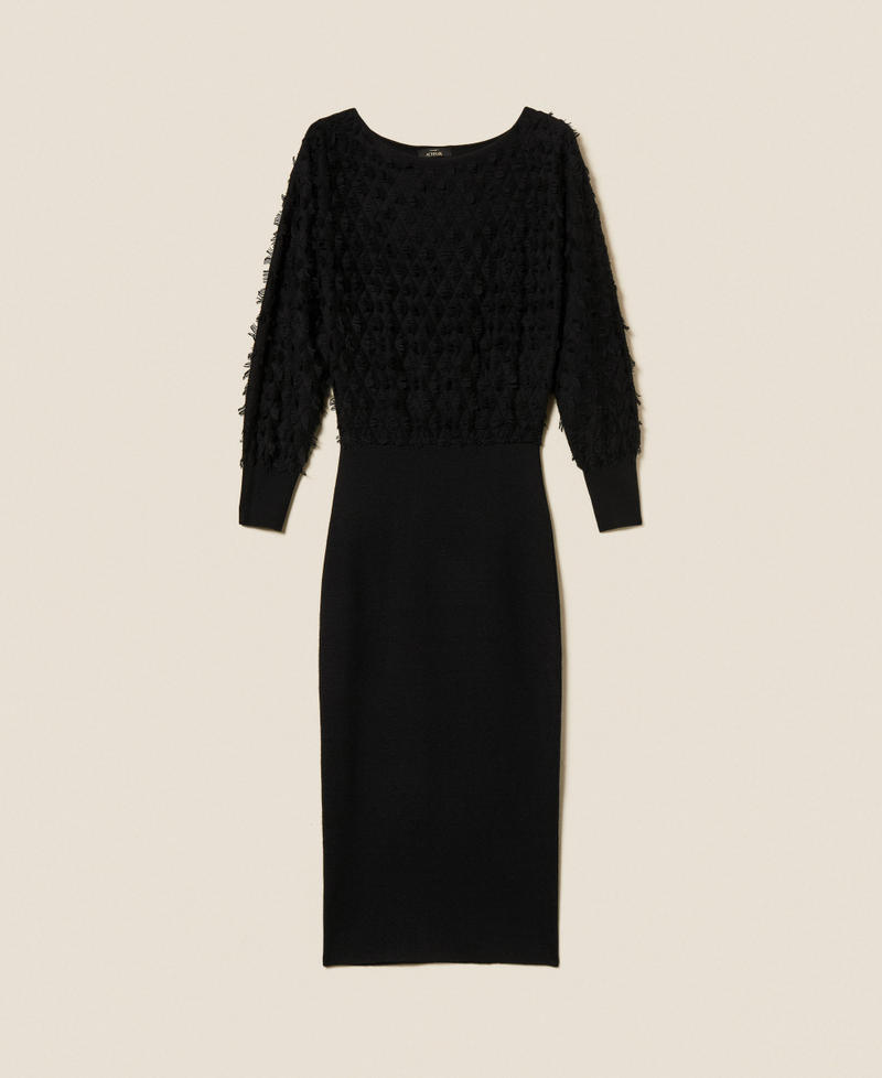 Midi dress with fringes Black Woman 252AP3201_00006_S0