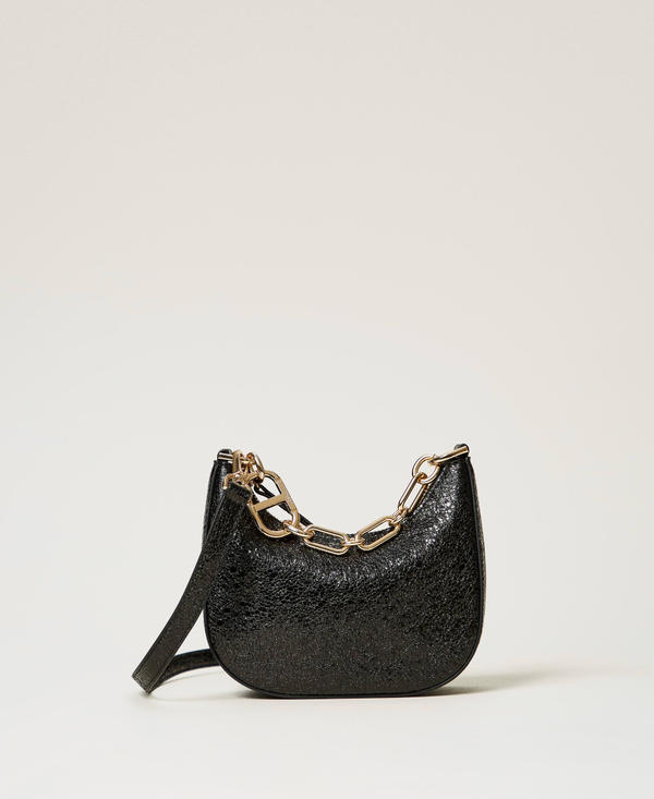 Tasche „Mini-Croissant“ aus Metallic-Leder