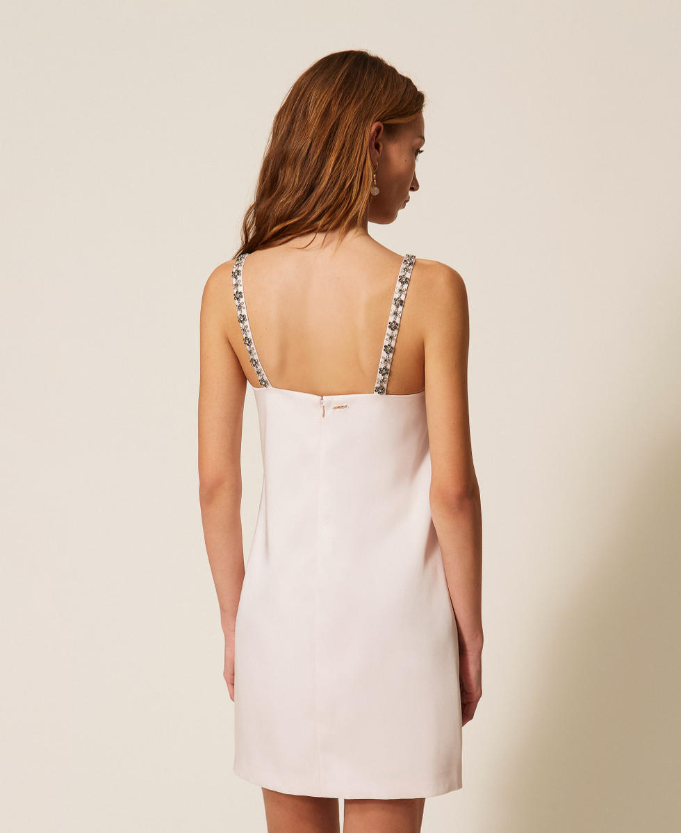 Short duchesse dress with embroidery Pink Sand Woman 261TP2411_00570_03
