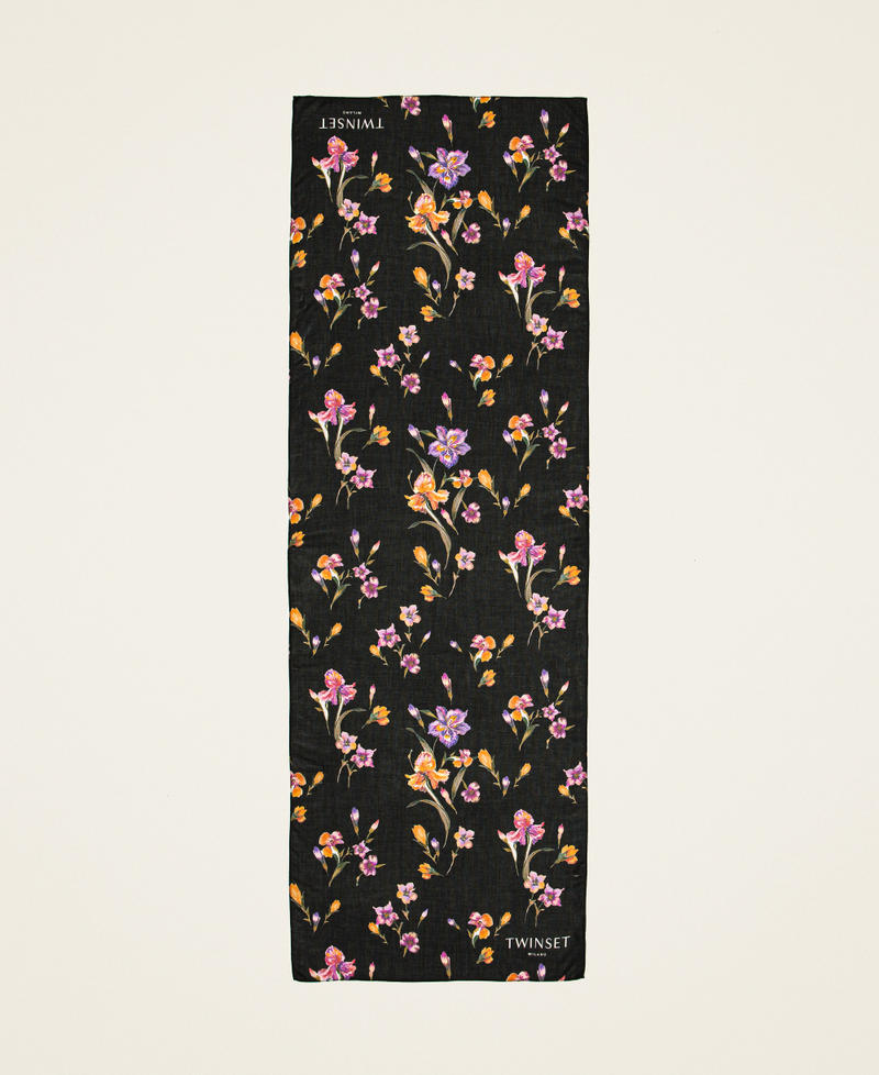 Stole with floral print Multicolour/Black Iris Print Woman 251TA4340_12328_05