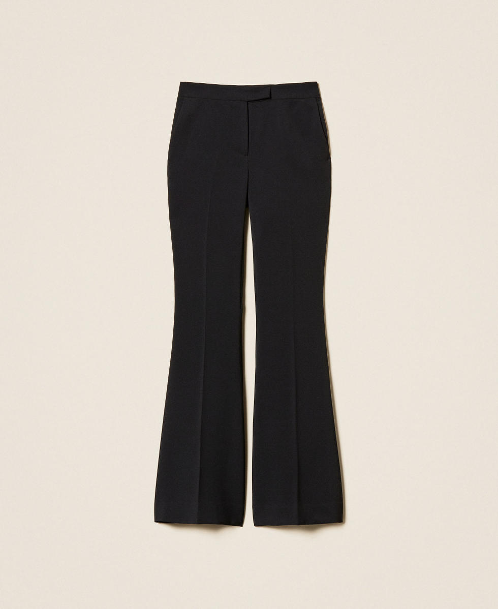 Cr&ecirc;pe flared trousers