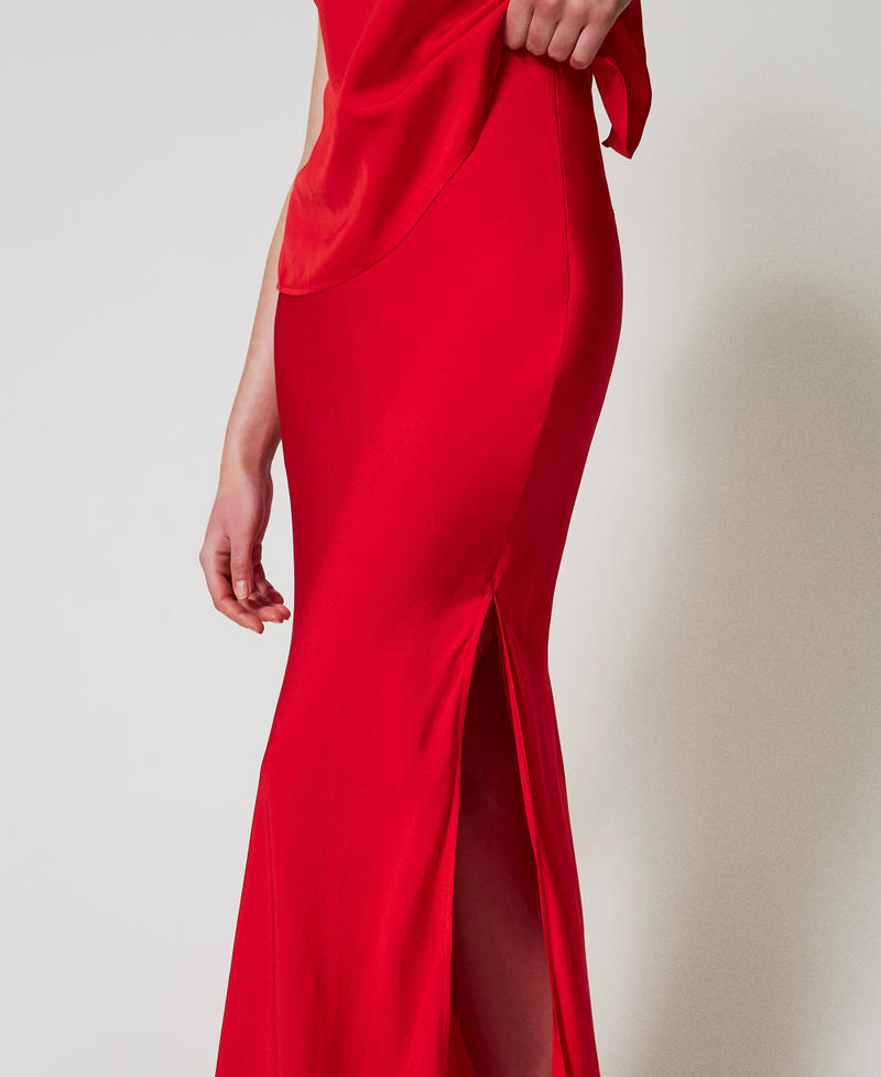 Crepe Textured Matt Viscose Skirt 600077967red main image 0