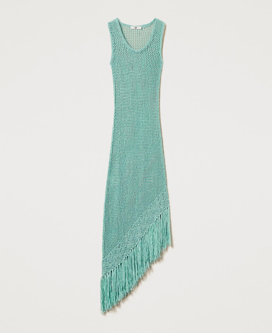 Long mesh knit dress Green Marine Woman 251LM3ABB_12361_S0