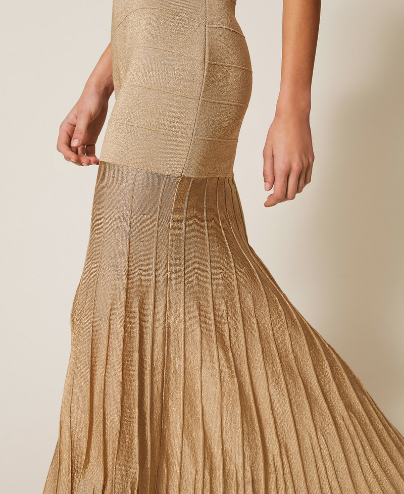 Maxi-Strickkleid mit Lurex Delicated Sand Lurex Frau 261TP3123_13372_04