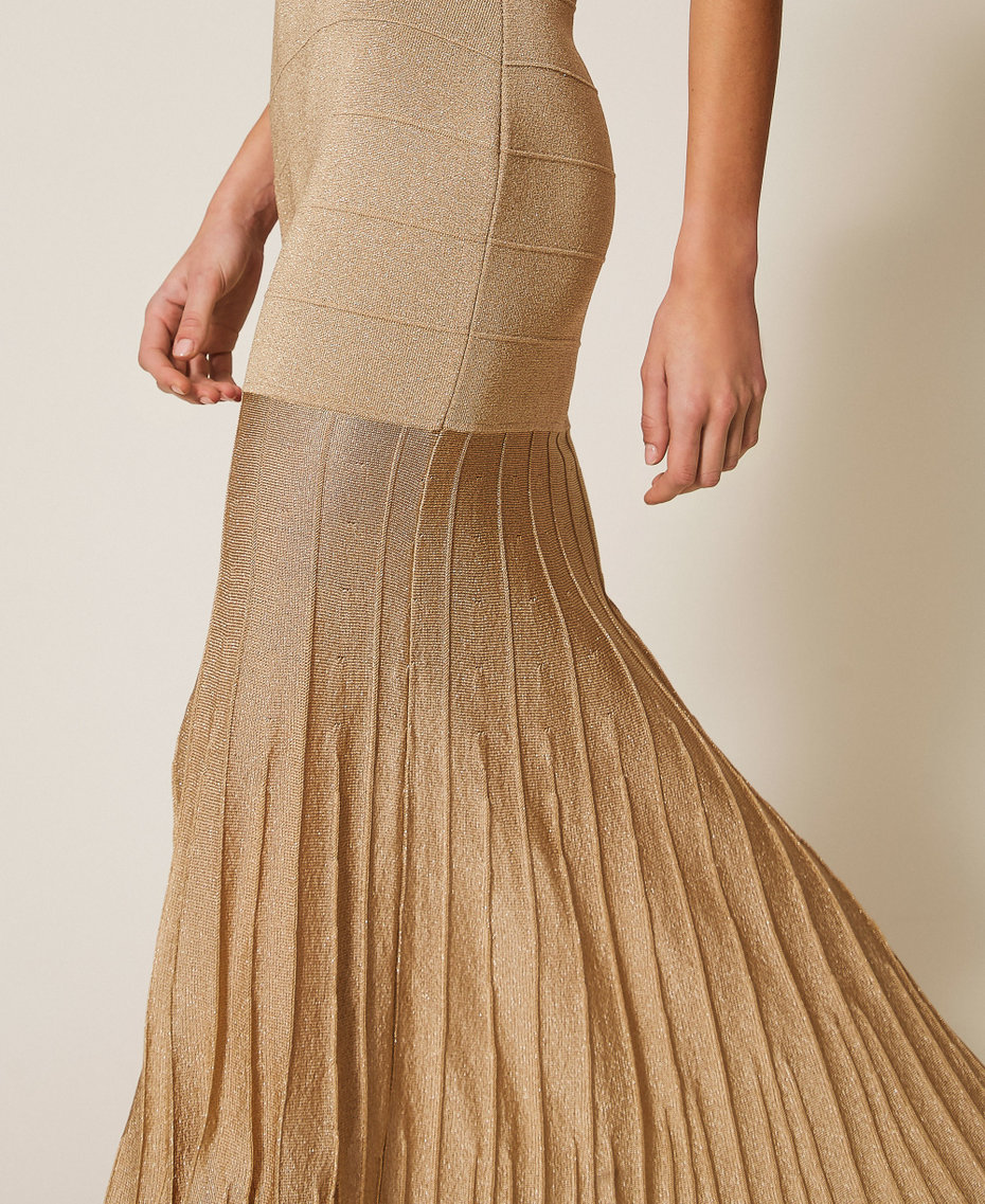 Maxi-Strickkleid mit Lurex Delicated Sand Lurex Frau 261TP3123_13372_04
