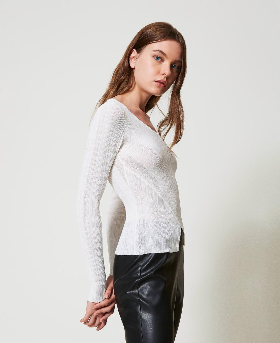 Jersey acanalado con abertura Blanco Sugar Mujer 251AP3032_00632_01