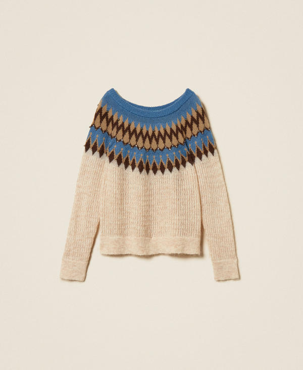 Pull Myfo en mohair m&eacute;lang&eacute; jacquard