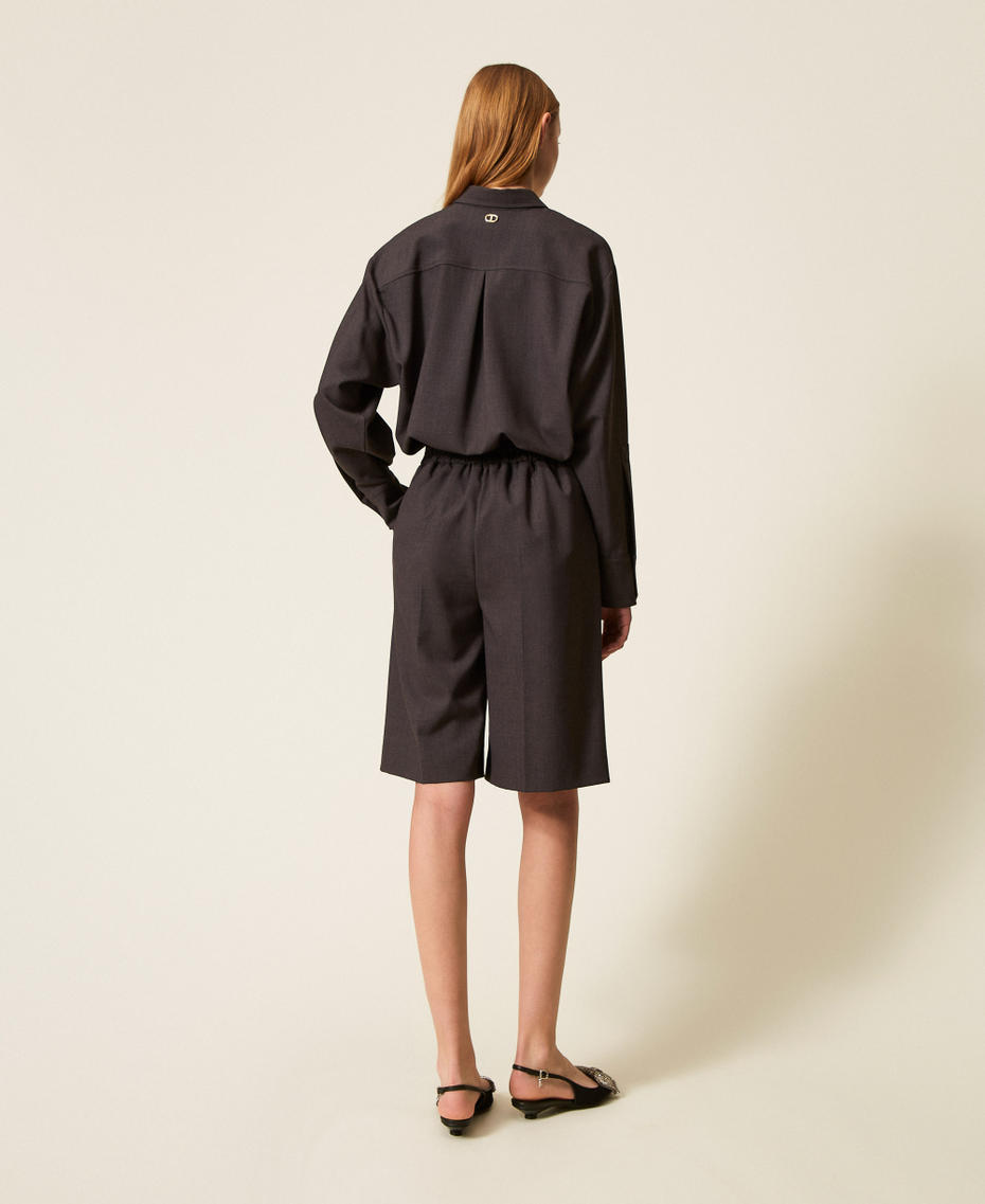 Bermuda shorts with Oval T buckles Charcoal Grey Melange Woman 252TF2042_12840_03